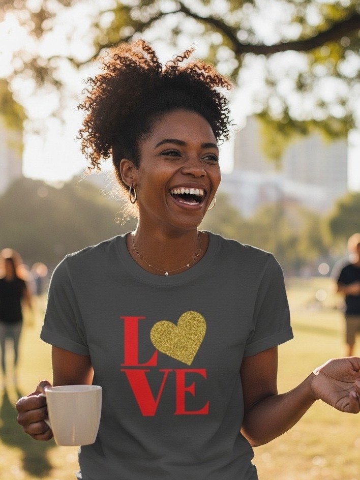 Love in Red Letters Gold Heart Oversized Tee product image (1)
