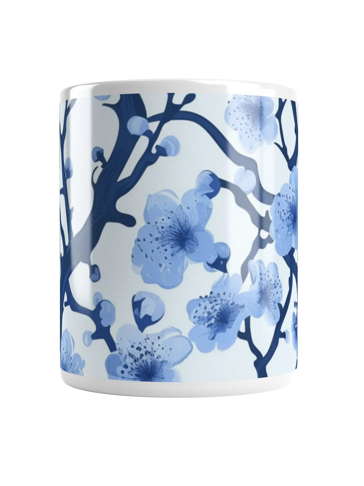 Blue and White Floral White Glossy Ceramic Mug by Treasure Pie product image (5)