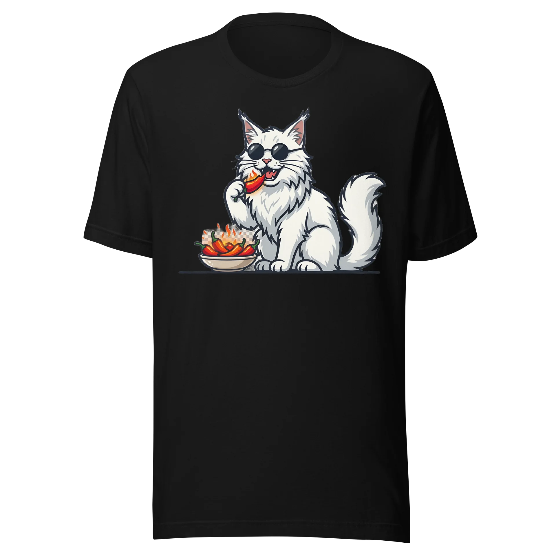 Spicy Boss Cat Graphic Tee | Funny Hot Pepper Pet T-Shirt product image (1)