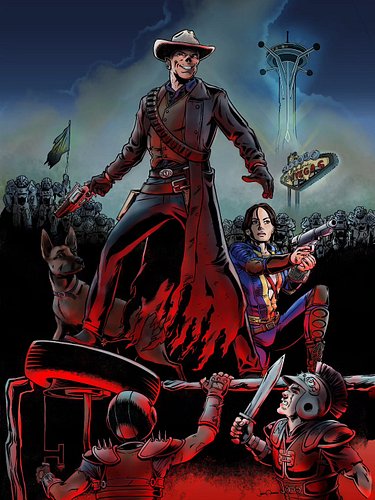 I had the immense honor and pleasure of coloring this line art piece by the inimitable Josh Adams. I've been a fan of Fallout...