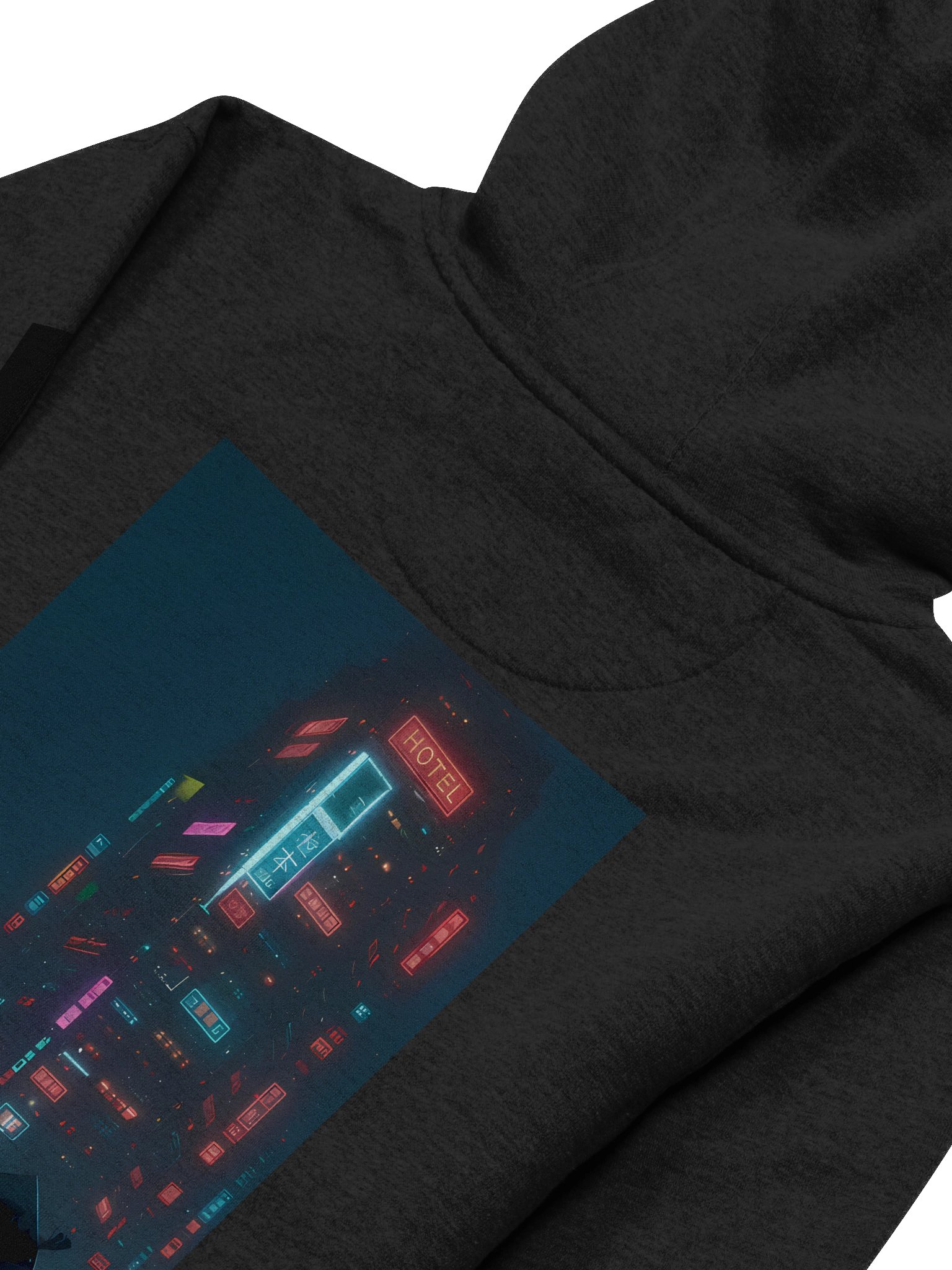 Neon Glow Cyberpunk Unisex Hoodie - 65% Cotton Blend Heavyweight Pullover Sweatshirt with Futuristic Streetwear Design product image (4)