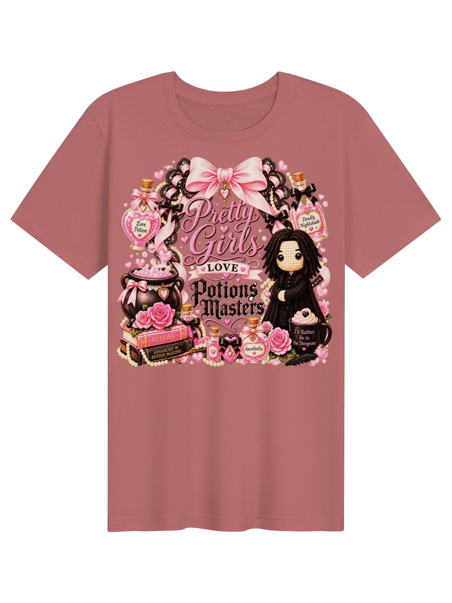 Pretty Girls Love Potions Masters Shirt, Coquette Wizard Shirt, Pink Potion Graphic Tee, Dark Academia Shirt, Magical Bookish Gift product image (1)