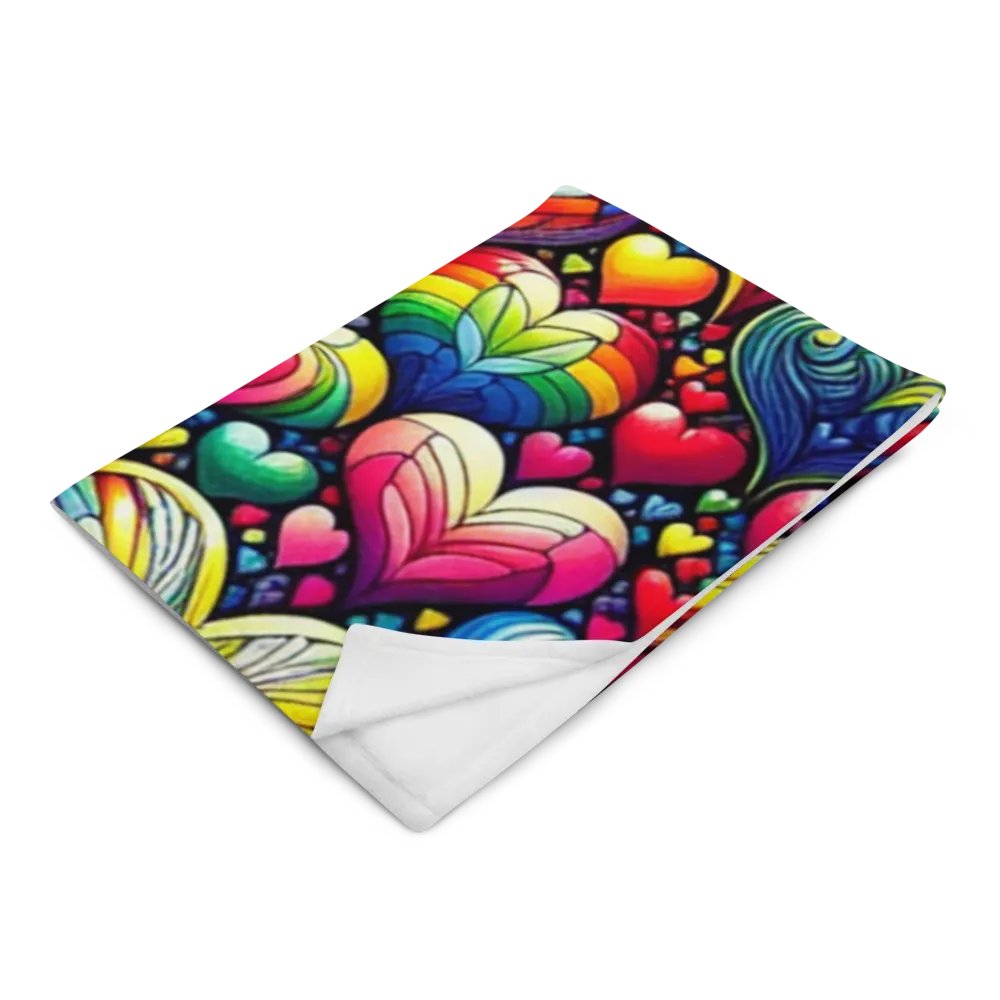 Vibrant Technicolor Hearts Throw Blanket product image (4)
