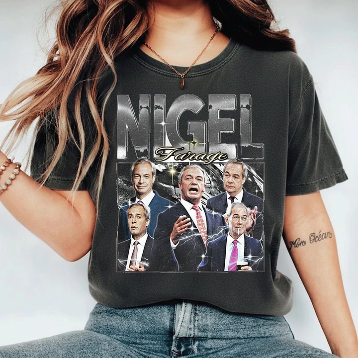 Nigel Farage Vintage 90s Bootleg T-Shirt Design - Retro Politician Graphic Tee product image (1)