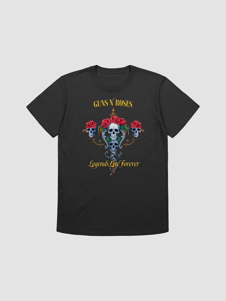 Guns N’ Roses Legends Live Forever T-Shirt | Triple Skull & Roses Heritage Rock Graphic Tee | Classic Hard Rock Streetwear product image (1)