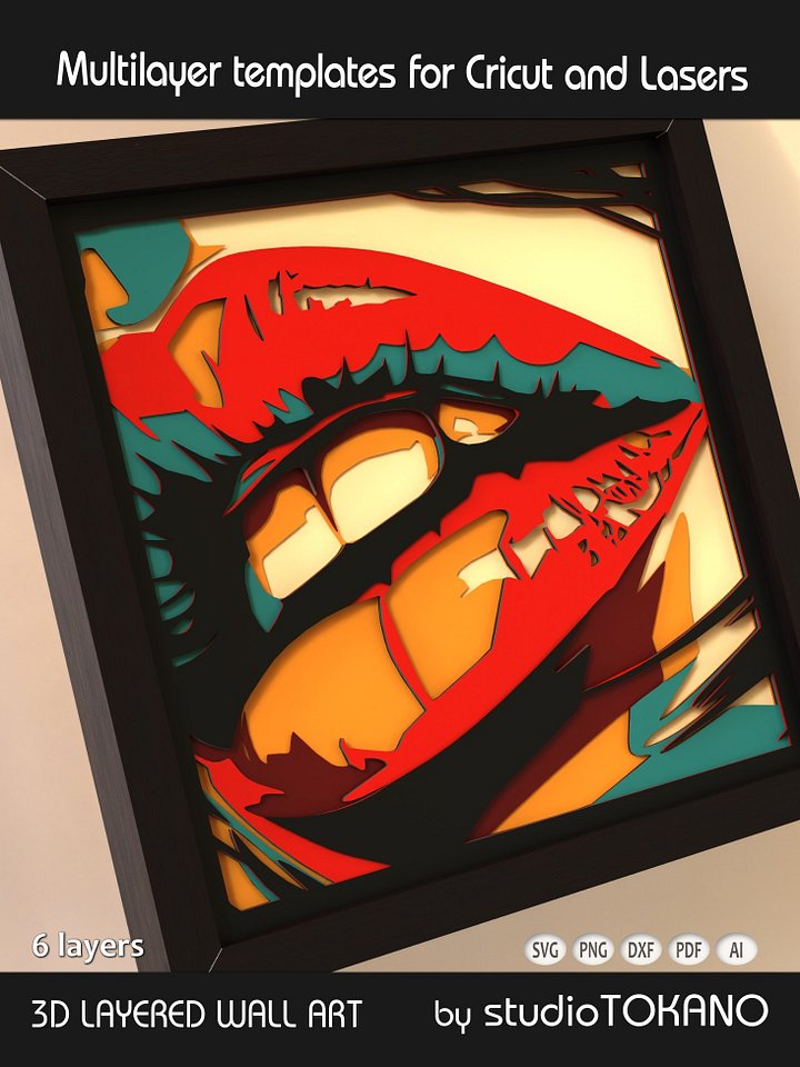 Lips 3D Layered SVG product image (2)