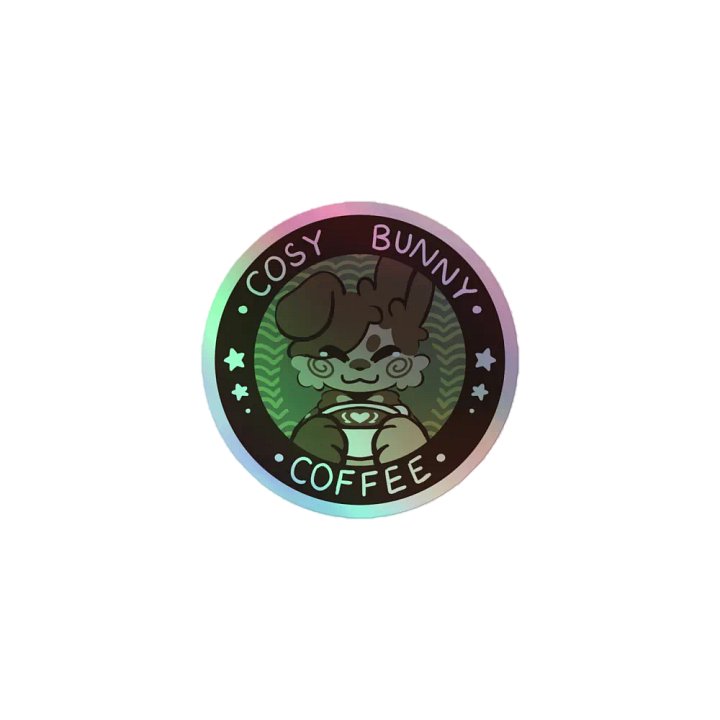 cosy bunny coffee holo sticker product image (1)