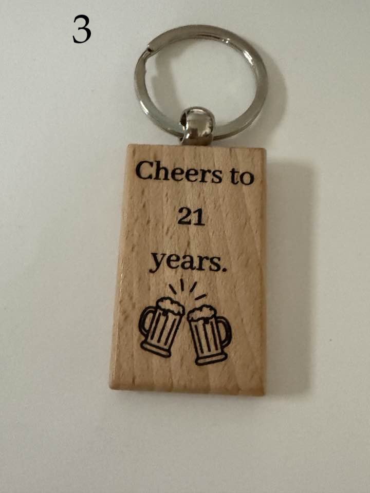 Milestone Birthday Wooden Engraved Keychains | Age 21–70 | Handmade Gift for Him or Her (1) product image (3)