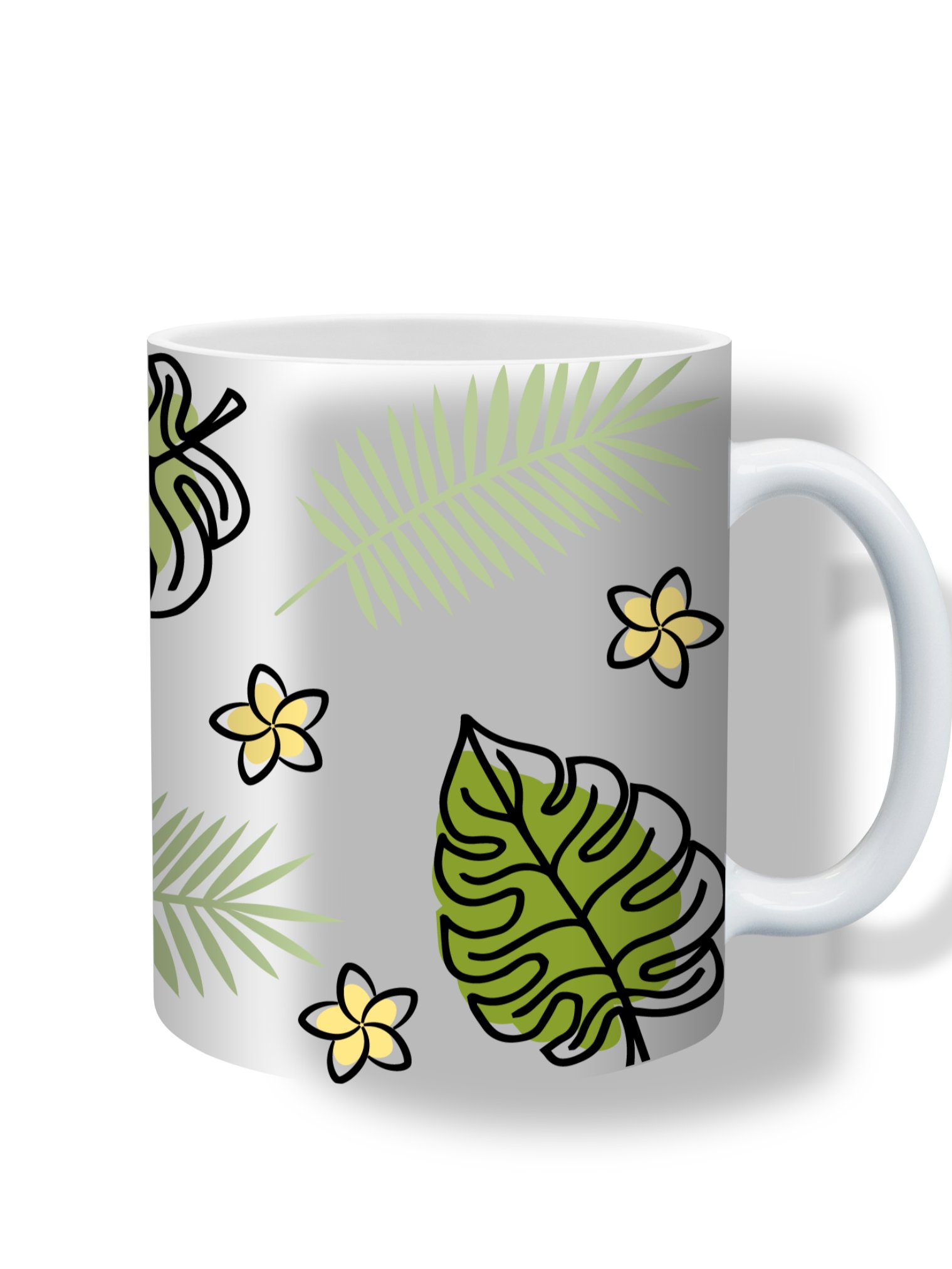 (Black Border) Monstera Tropical Leaves and Flowers 11oz Coffee Mug – Nature-Inspired Ceramic Cup with Monstera and Floral Design – Perfect Gift for Plant Lovers product image (4)