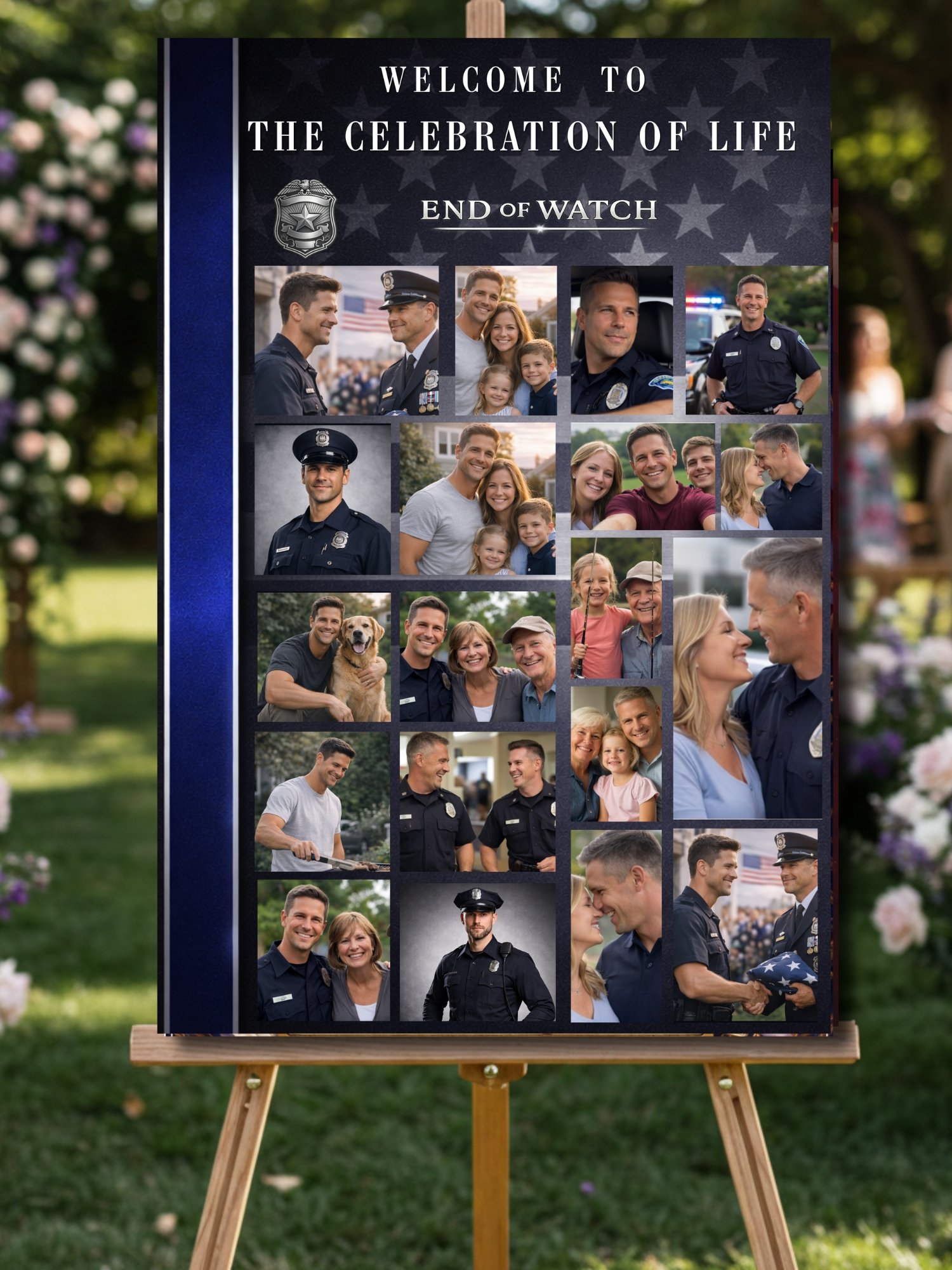 Police Memorial Welcome Sign - Thin Blue Line Canva Template product image (8)