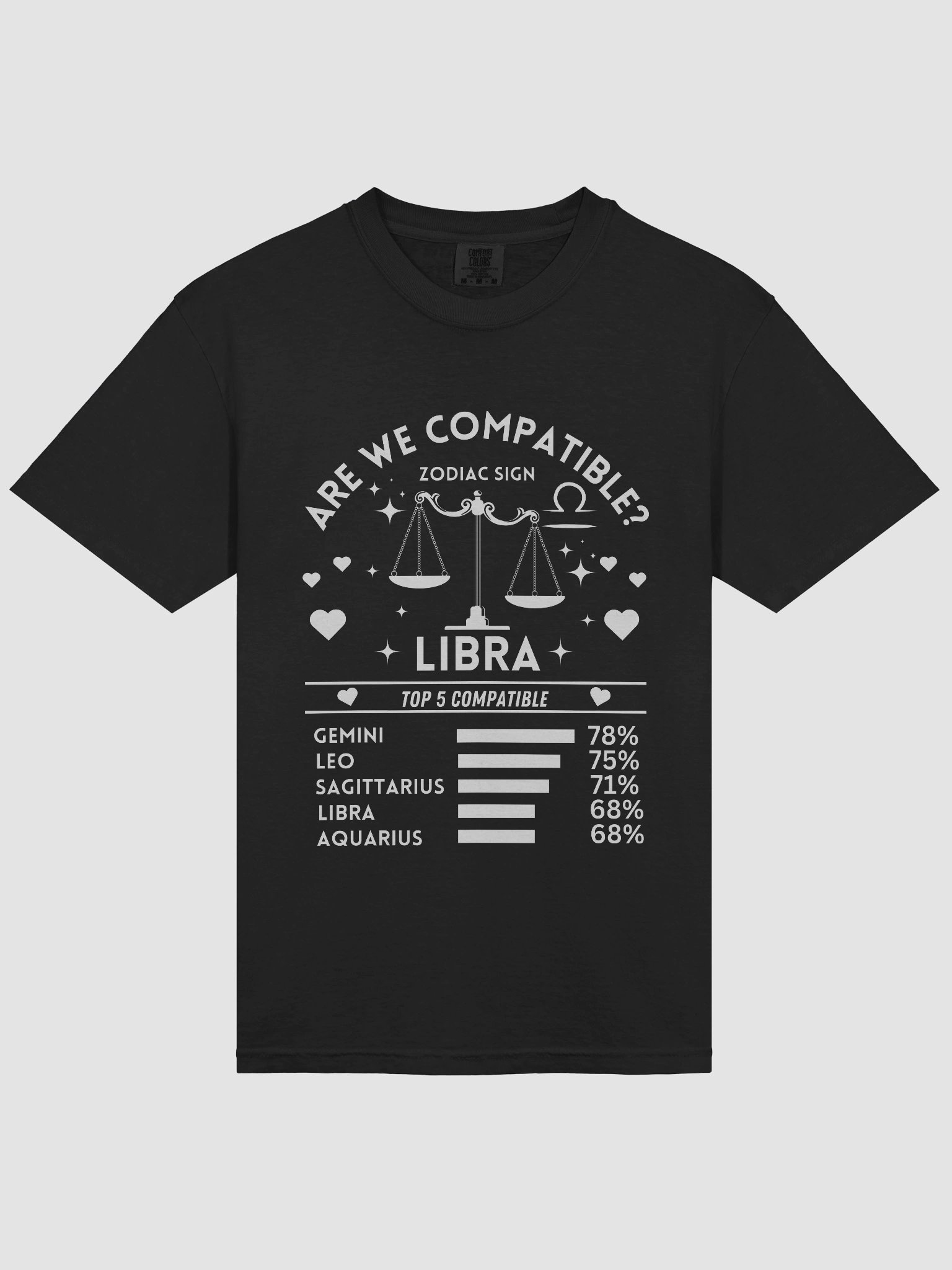 Libra Zodiac Sign Romantic Compatibility T-Shirt - Dark Comfort Colors 1717 product image (3)