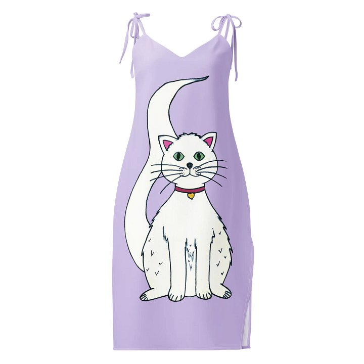 Cat (art by Dina R.) acrylic painting picture - Slip Dress product image (1)