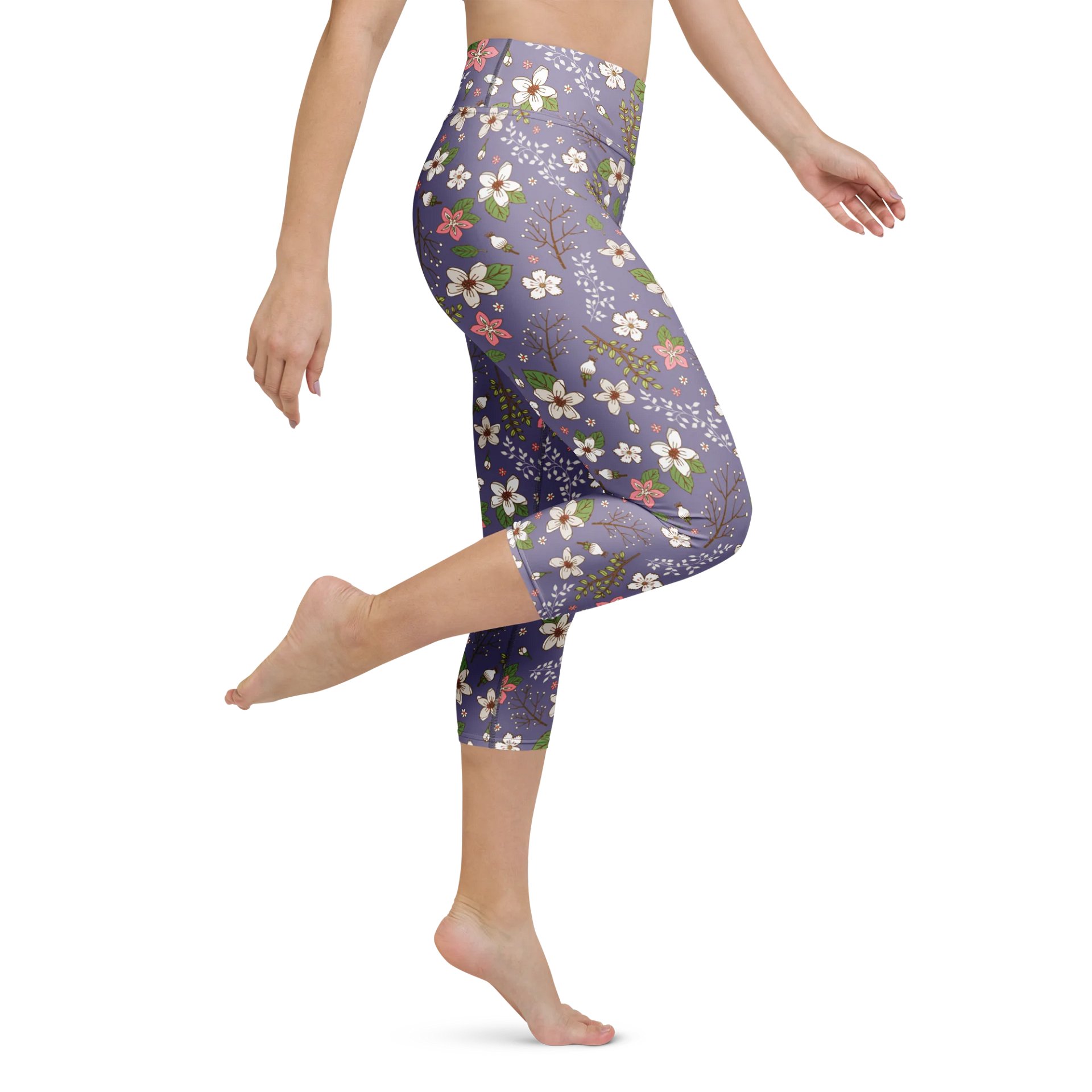 High-Waisted Floral Yoga Capri Leggings – Women’s All-Over Print Activewear product image (1)