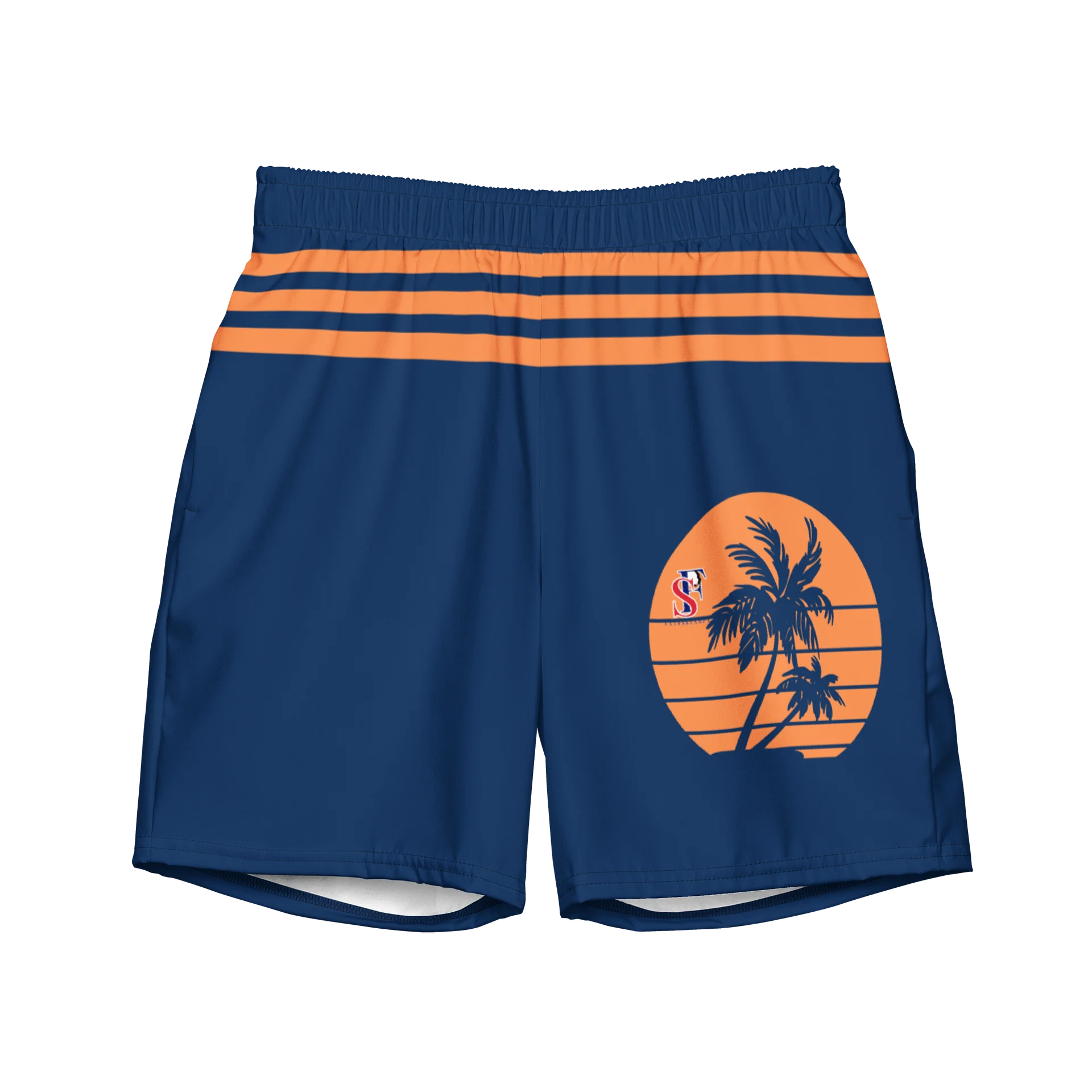 Tropical Sunset Silhouette Swim Trunks product image (1)