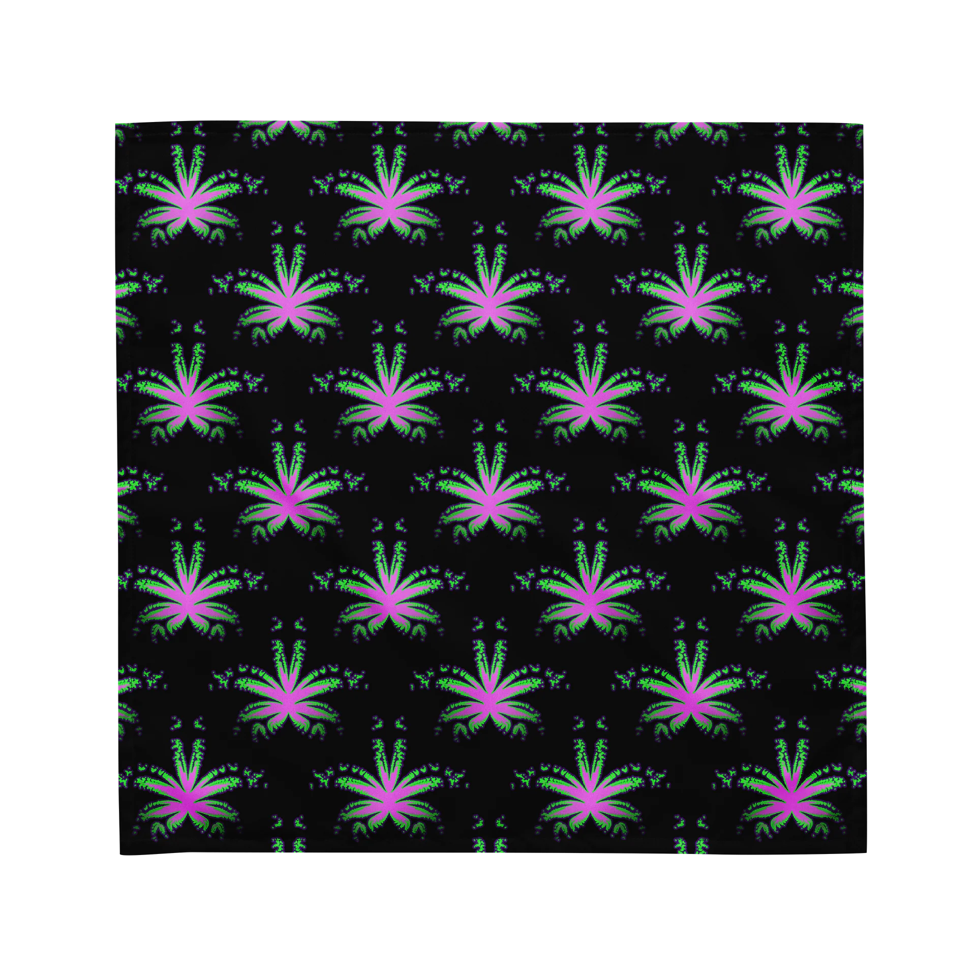 Black Pink Green Purple Pot Leaf Pattern Bandana, Cannabis Stoner 420 Fashion product image (2)