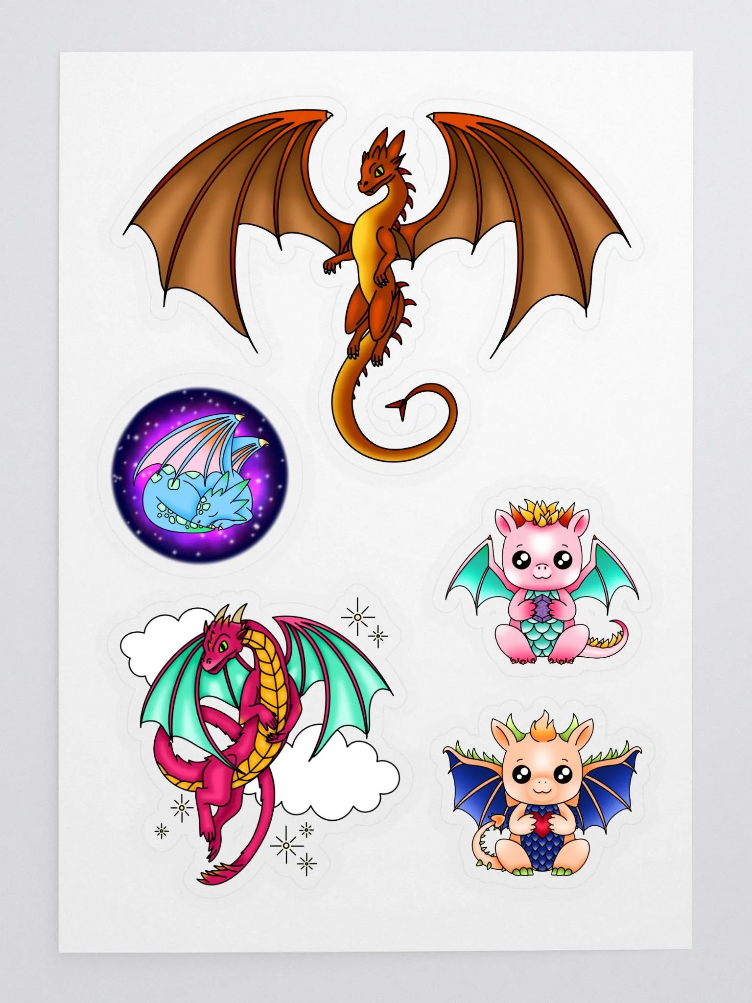 Assorted Dragons Sticker Sheet product image (3)