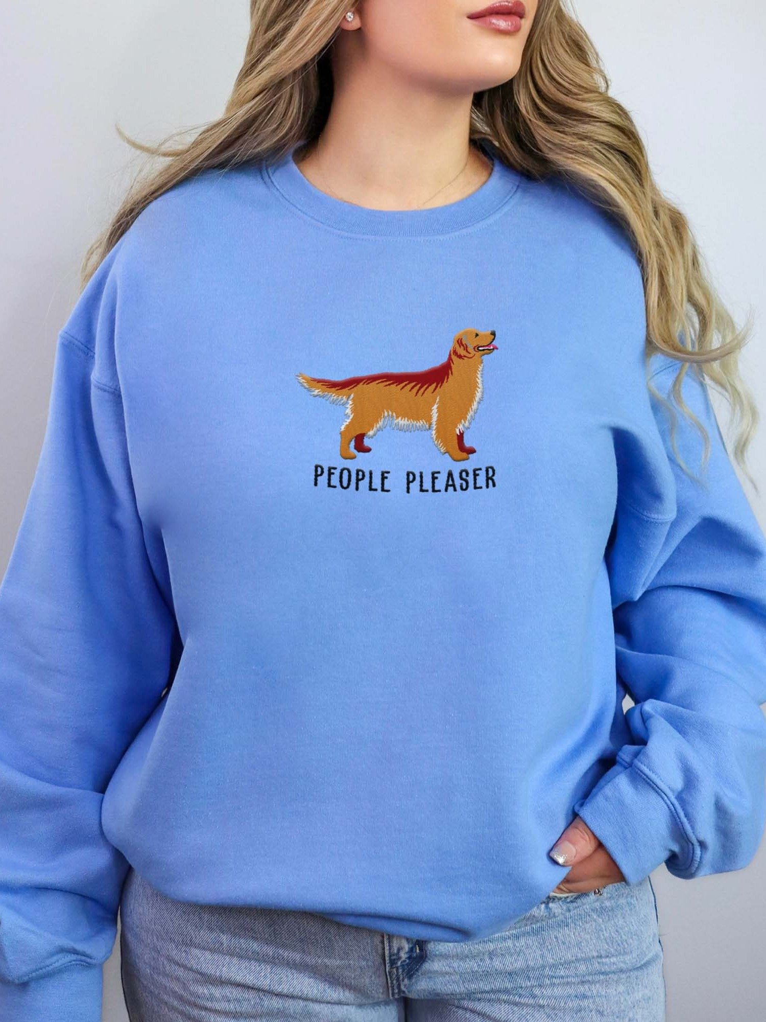 People Pleaser Sweatshirt (Embroidered) of a Golden Retriever product image (2)