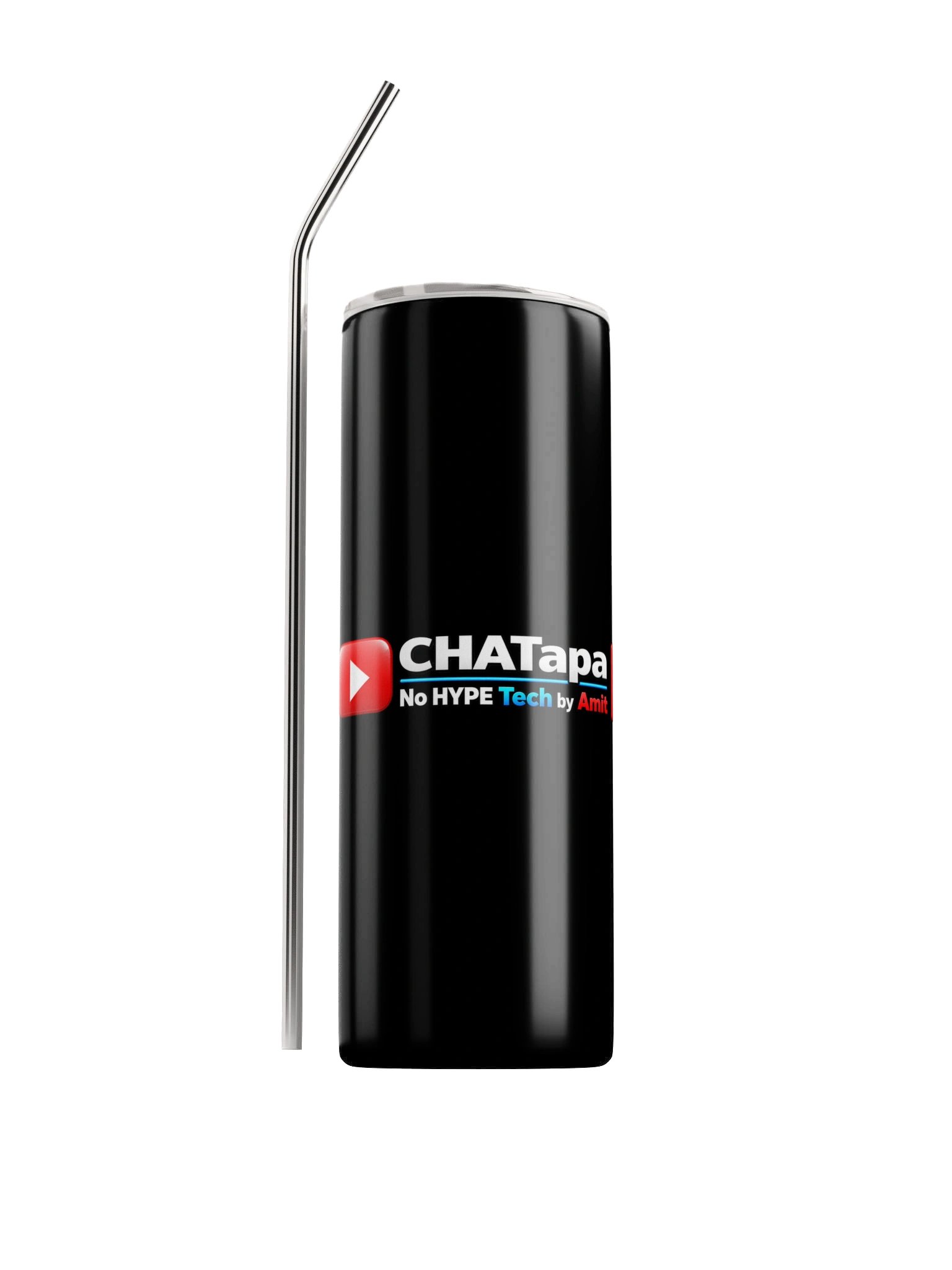 CHATapa No Hype Tech – Black Tumbler with Straw product image (1)