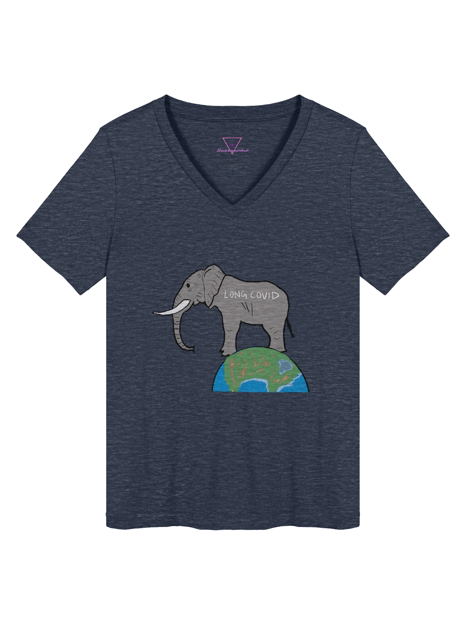 Elephant In The Room V-neck tee (Long Covid) product image (2)