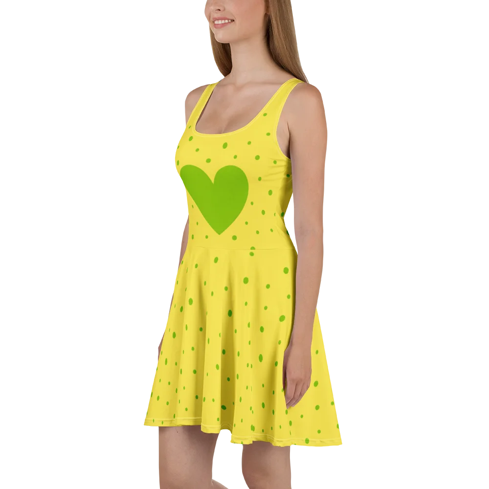 Chowder Panini Yellow Green Heart Skater Dress product image (2)