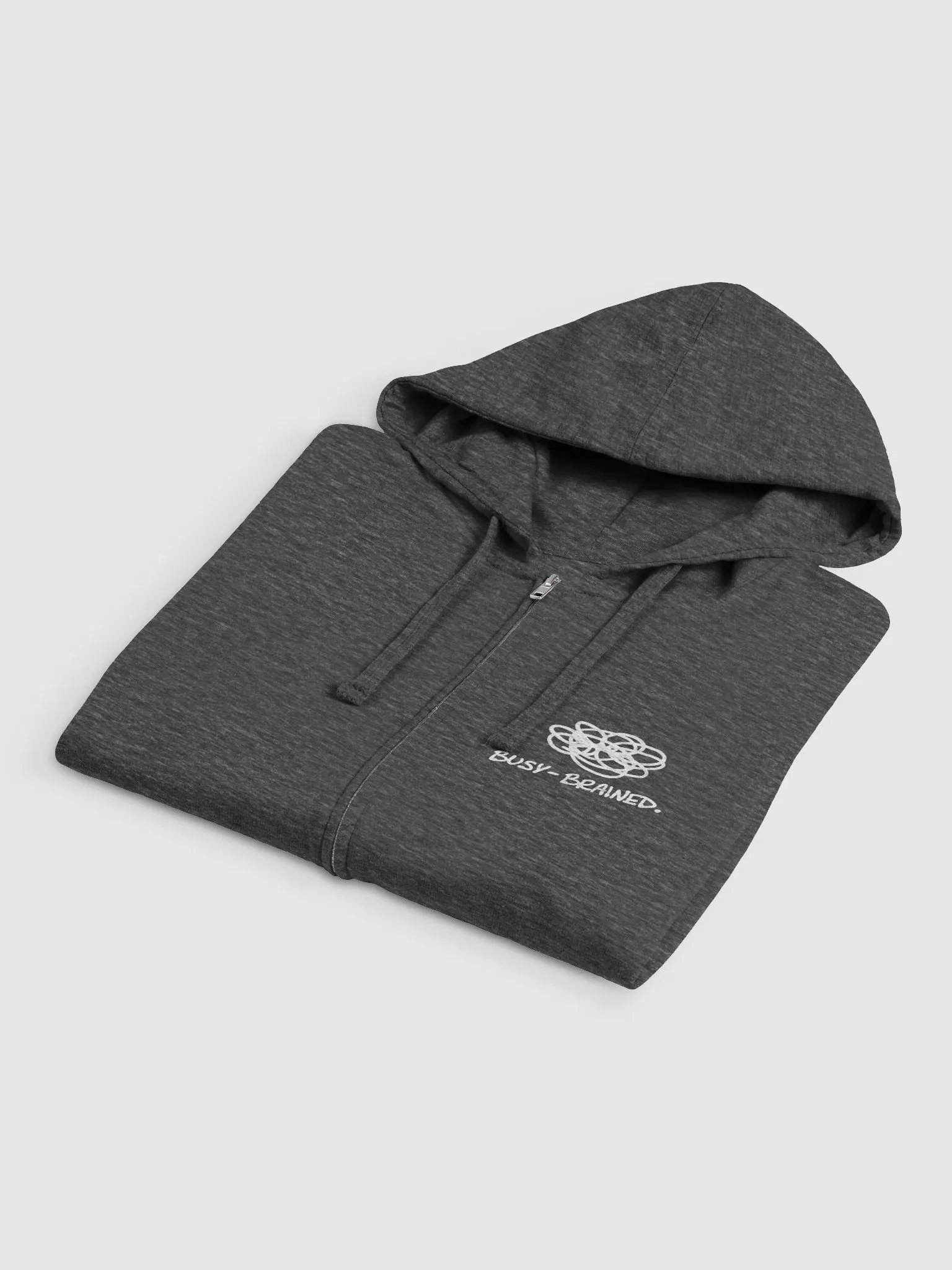 BUSY-BRAINED (front+back, white design) zip-up hoodie product image (3)