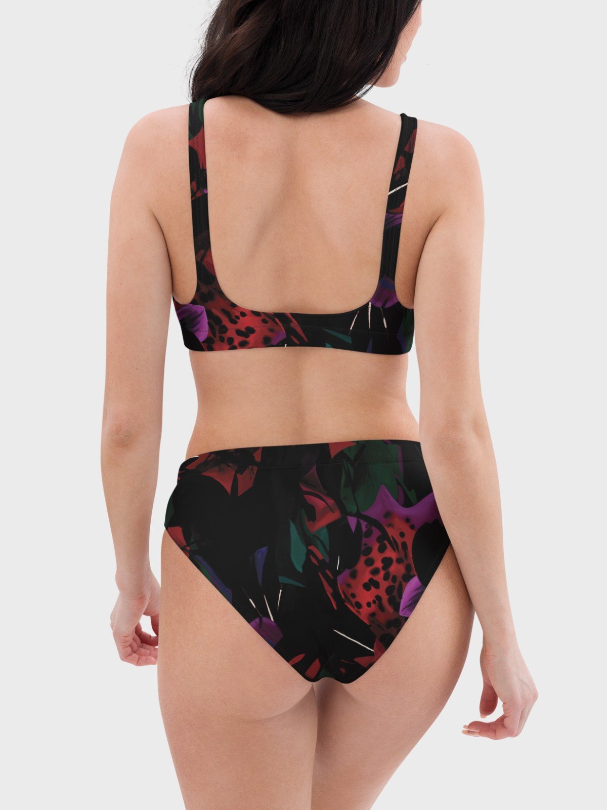 Recycled High-Waisted Bikini Bottom "Blosoom At Midnight" product image (1)
