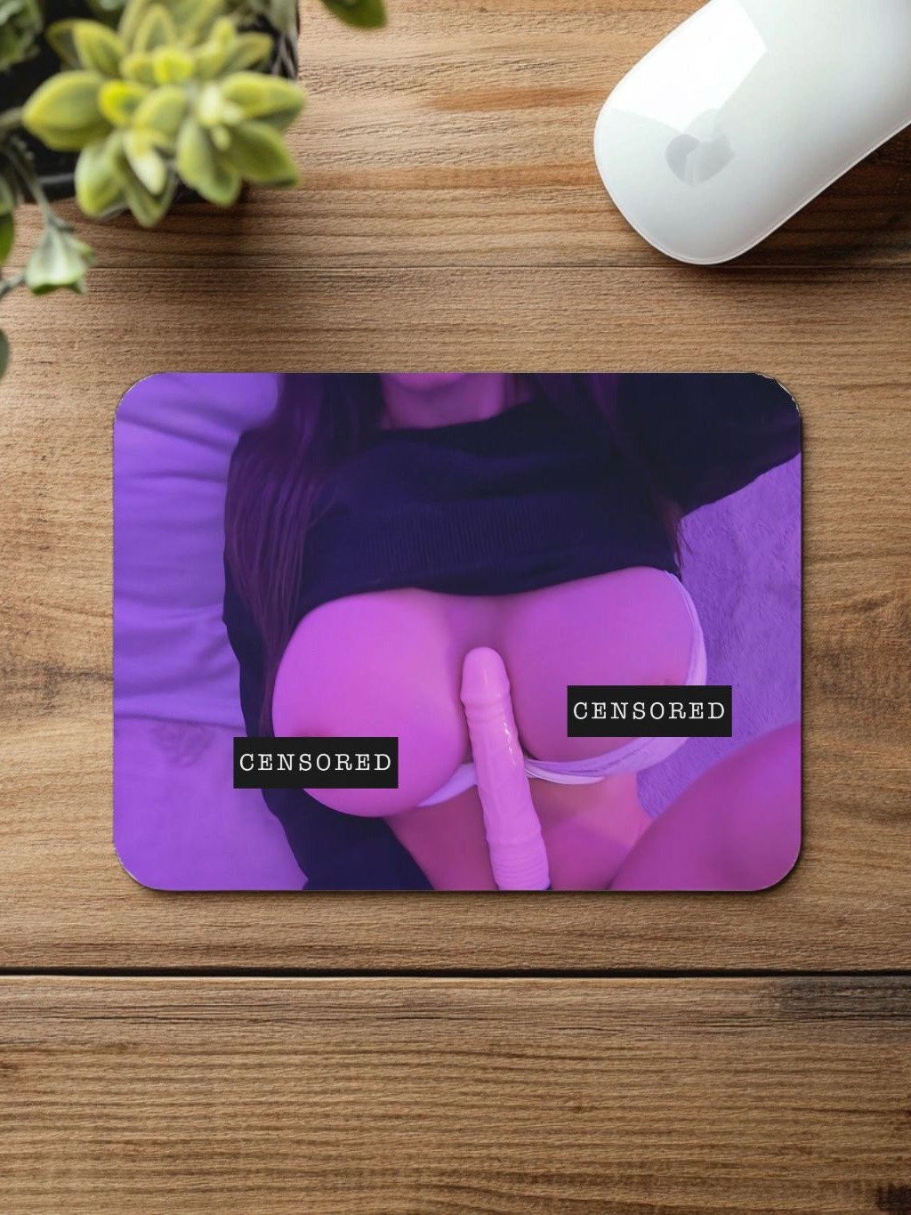 Cosplay Corner x Wavebunny.exe NSFW Mousepad Purple Cleavage Hold product image (1)