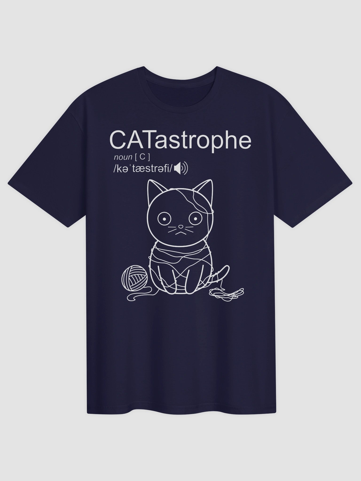 CATastrophe (Cat with Yarn - White Print) - Unisex Adult Super Soft Lightweight T-shirt product image (7)