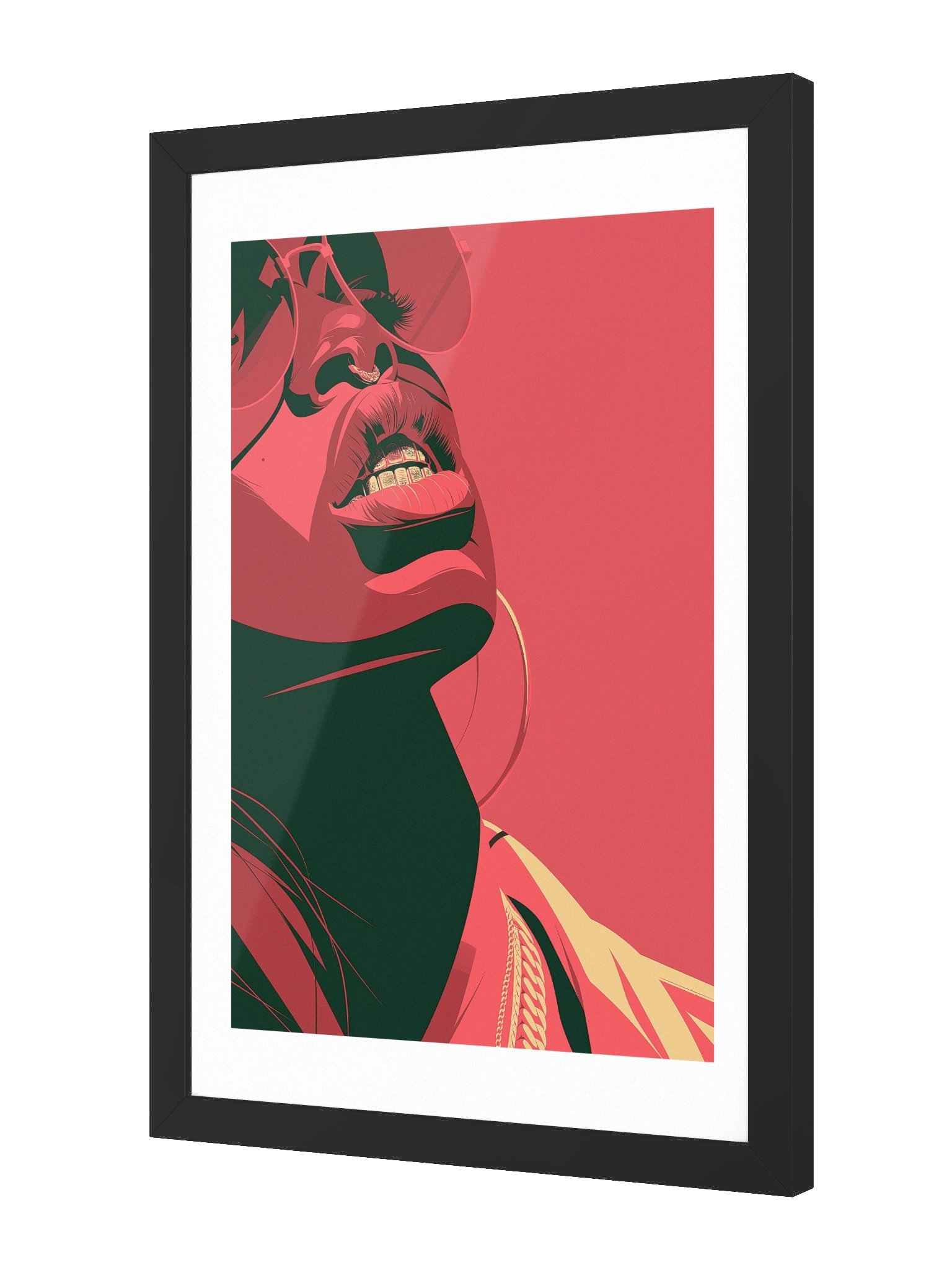 MONA No. 2 FRAMED | Black Woman Wall Art | Gold Grillz Print, Crimson & Gold product image (2)