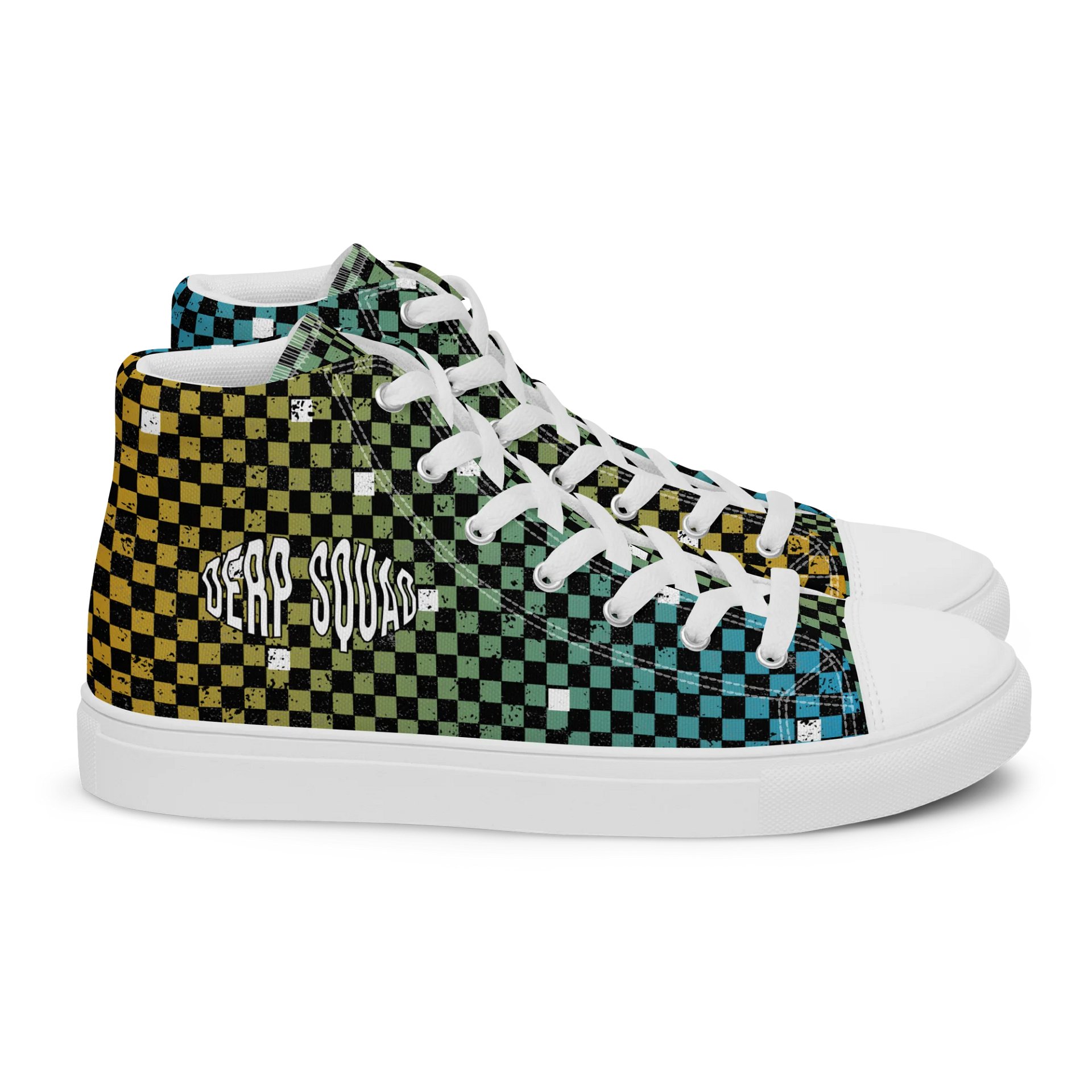 Derp Squad Checkered Men's High Top Canvas Shoes product image (2)