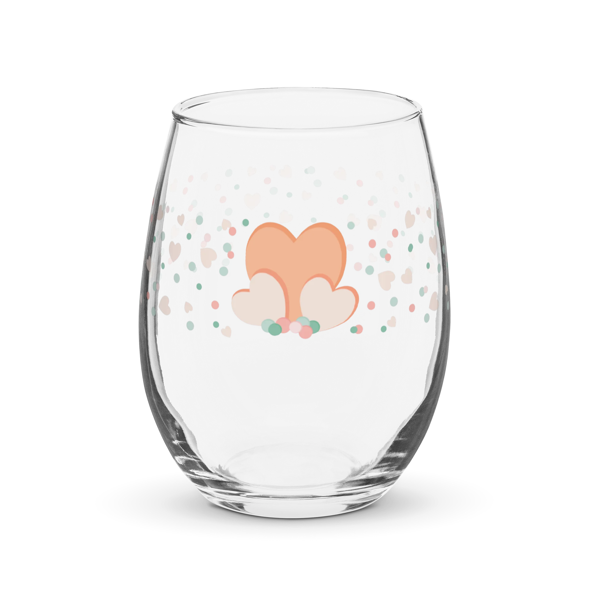 Peachy Hearts and Dots Wine Glass - Peach Fuzz product image (1)