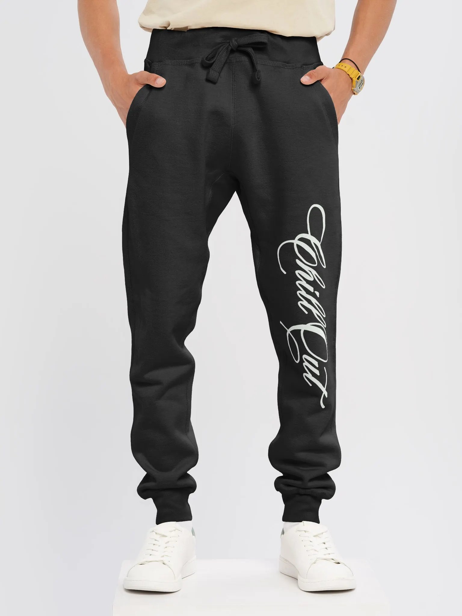 Fleece Joggers White Print product image (3)