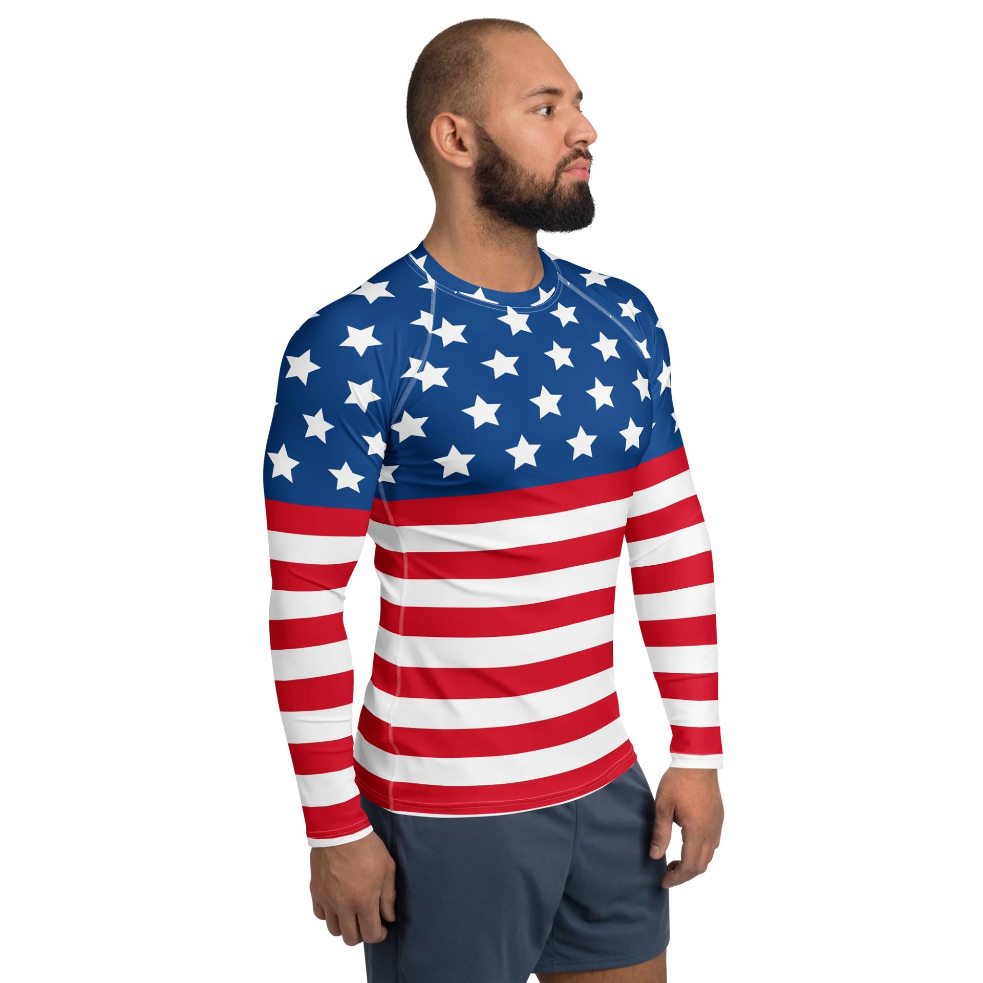 Patriotic Performance: All-Over Print Men's Rash Guard product image (4)