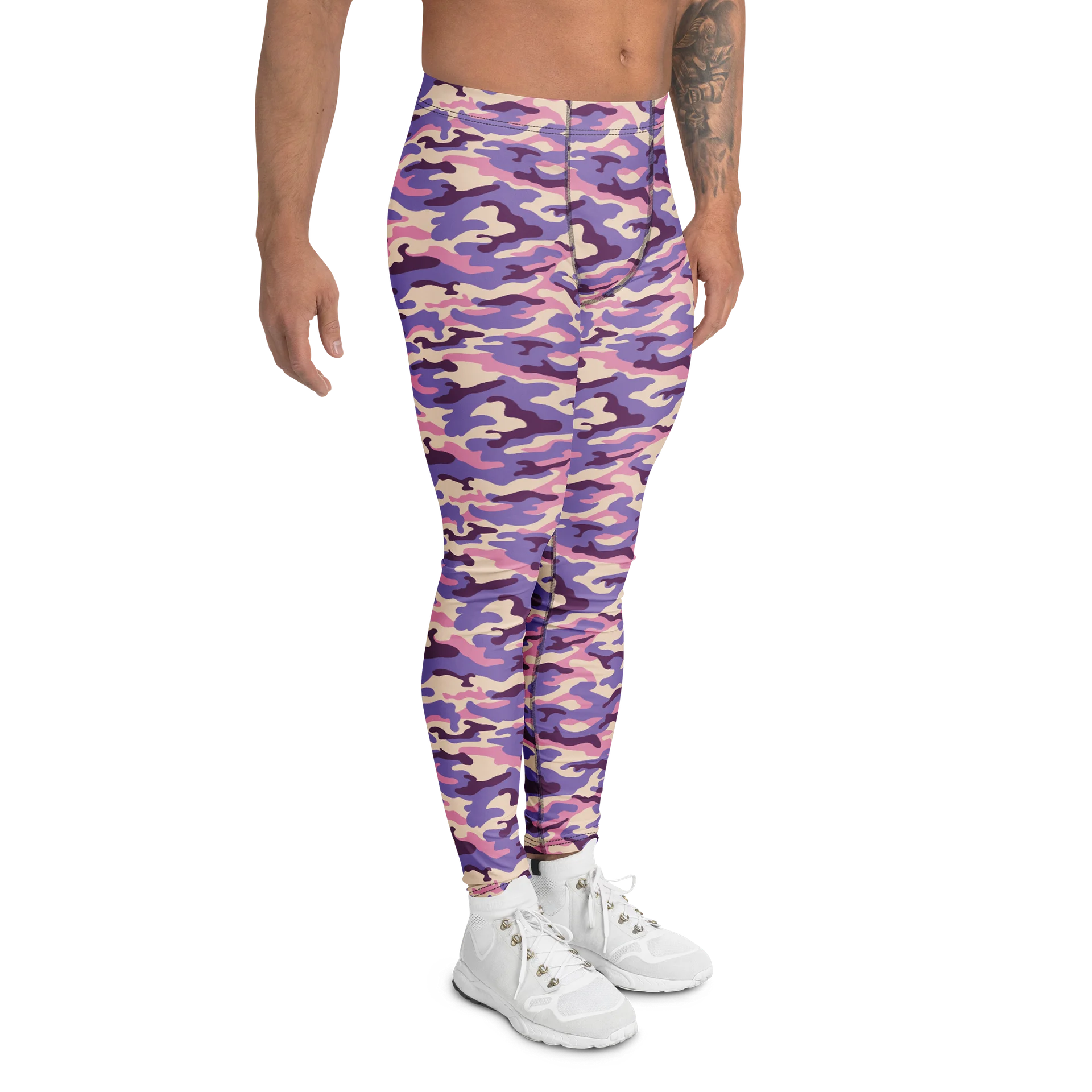 Bold Purple Military Camouflage Men's Leggings product image (3)