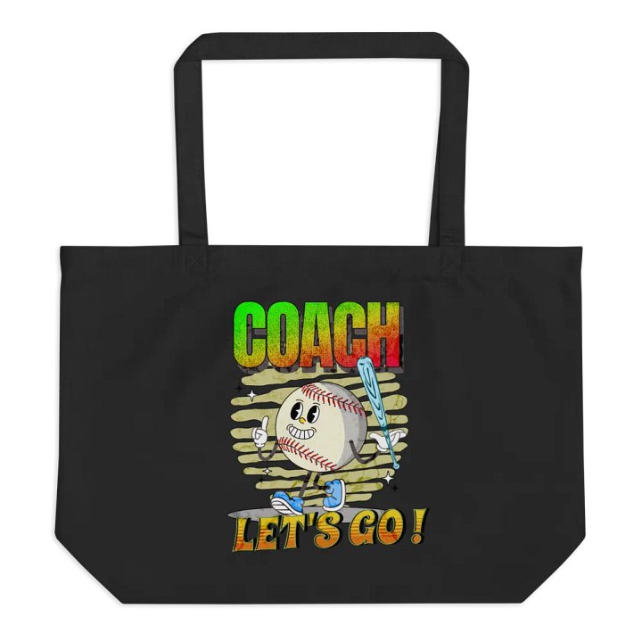 Retro Mascot Coach Lets Go Baseball Tote Bag product image (1)
