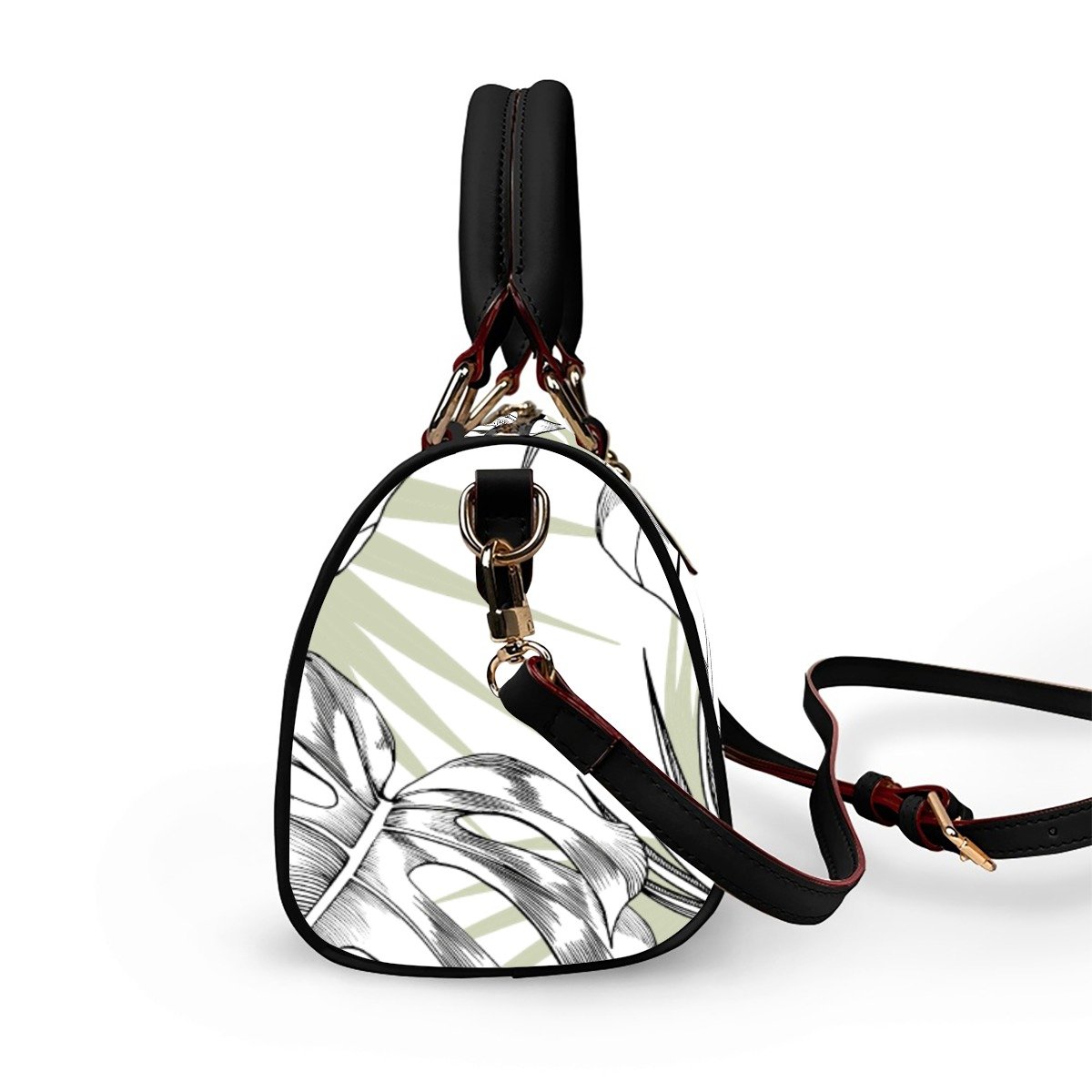 Botanical Line Art Satchel Leather Handbag product image (3)