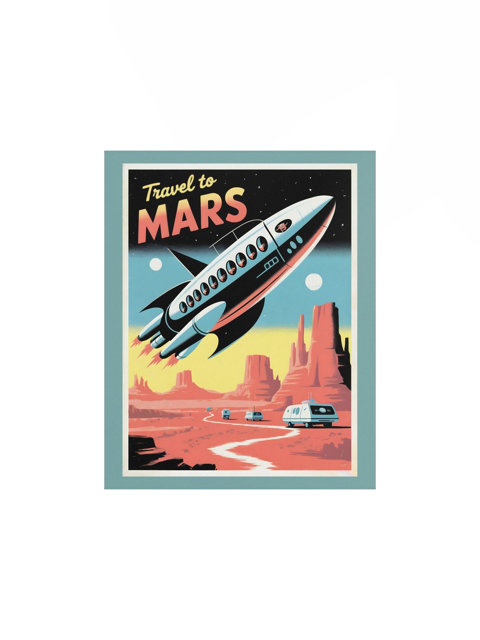 Travel to Mars – Retro Vintage Style Poster - Stellar Sci-Fi Wall Art product image (2)