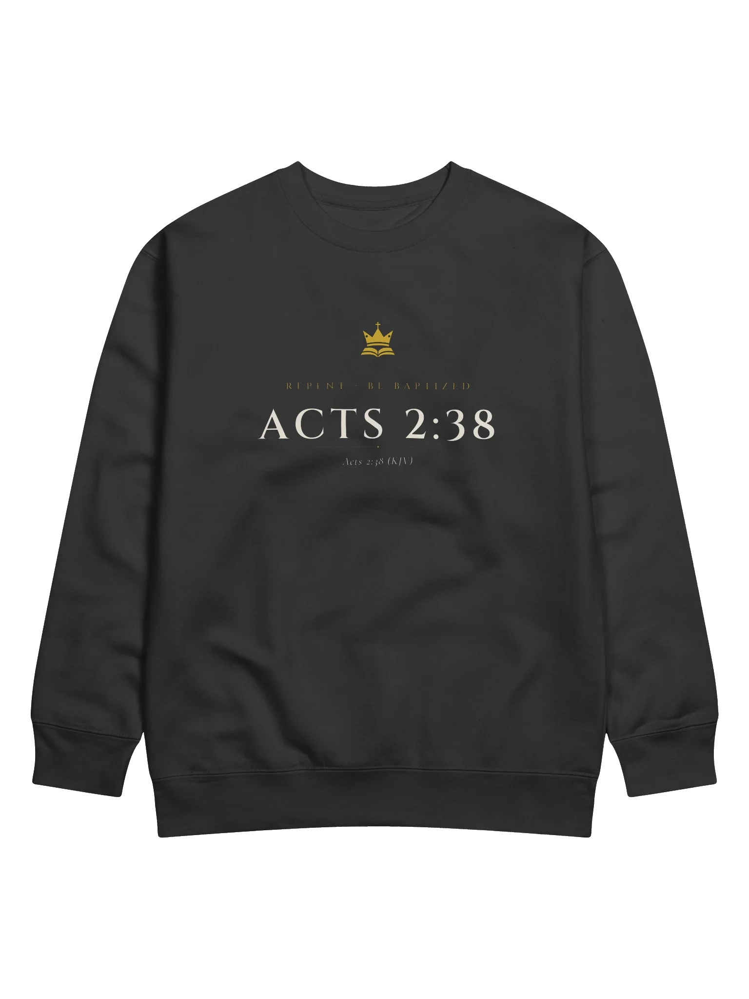 Acts 2:38 Crewneck - Black, view 14 — Christ Is King crewneck