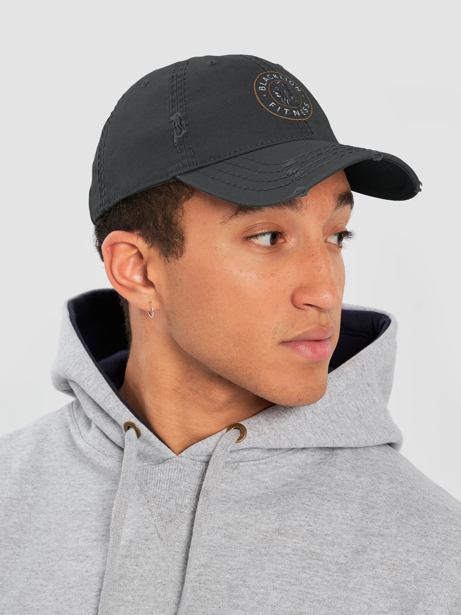 Black Lion Fitness Crest Vintage Distressed Dad Hat – Embroidered Circular Cotton Cap product image (7)