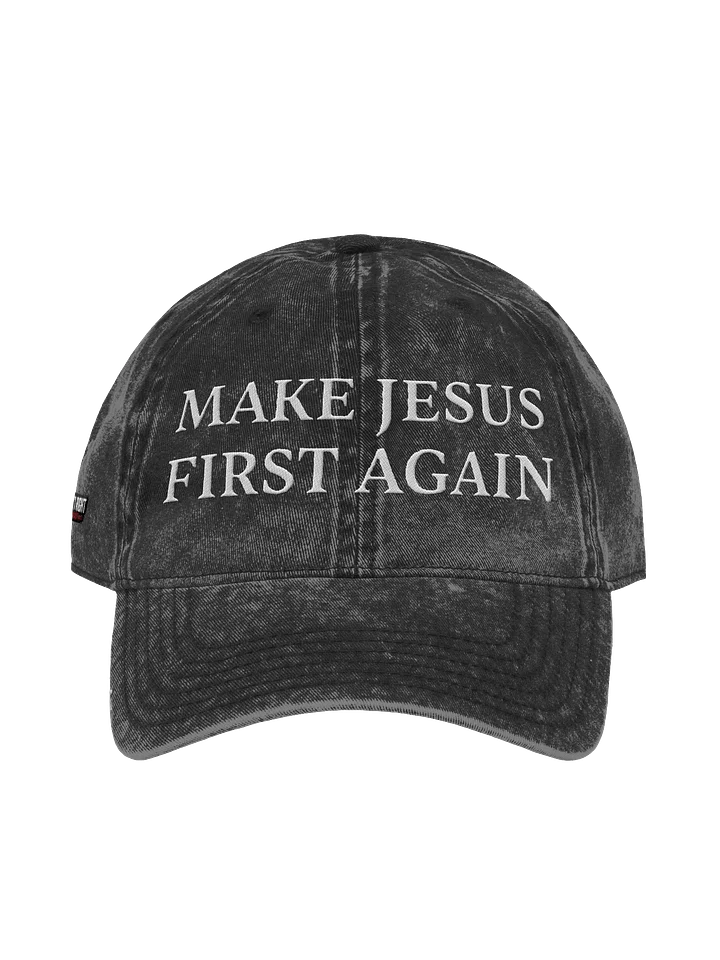 Make Jesus First Again Stressed Hat product image (1)