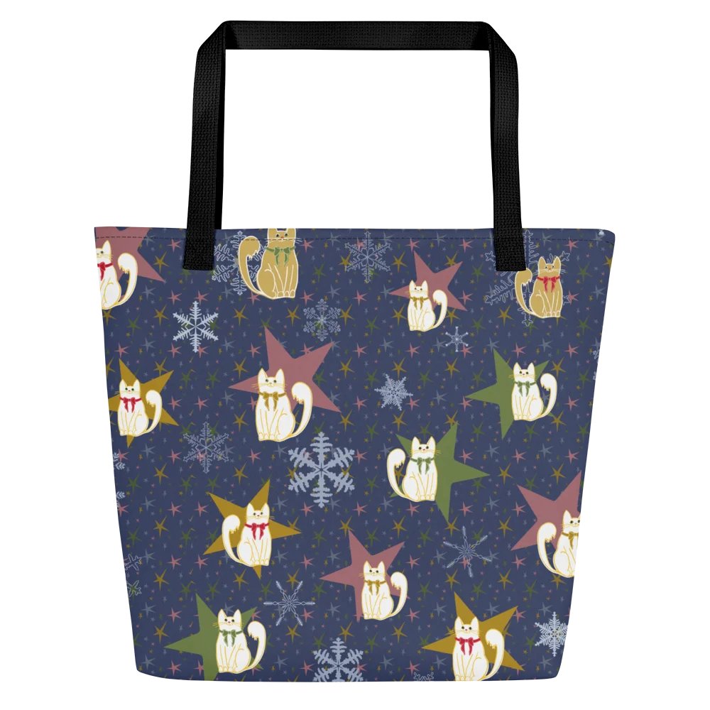 Christmas Star Kitties Large Tote Bag product image (6)
