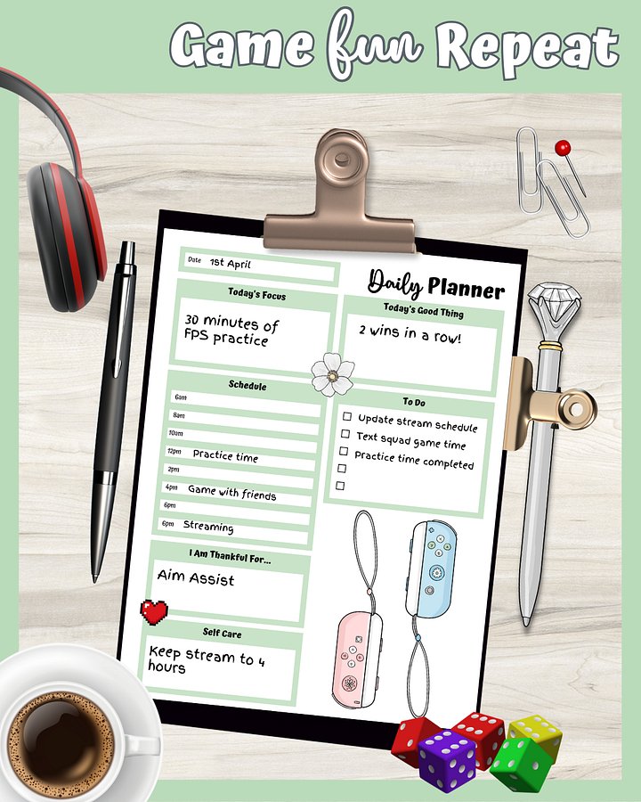 Green Printable Planner - Gamer Themed product image (2)