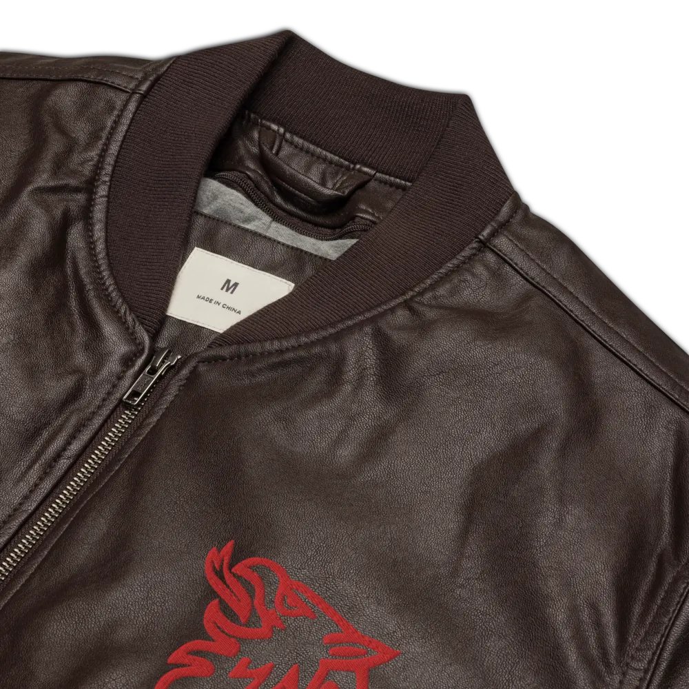 Faux Leather Bomber Jacket by Threadfast Apparel 395J/Grip Red product image (19)