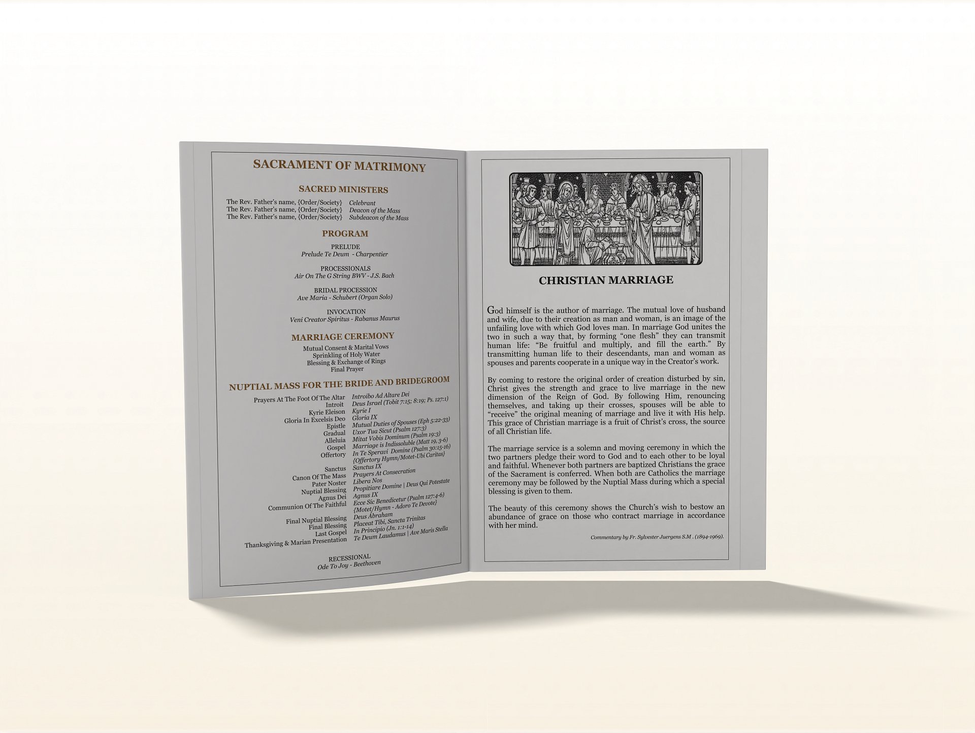 Catholic Wedding Program Booklet for Nuptial Mass in the Extra-Ordinary Form product image (4)