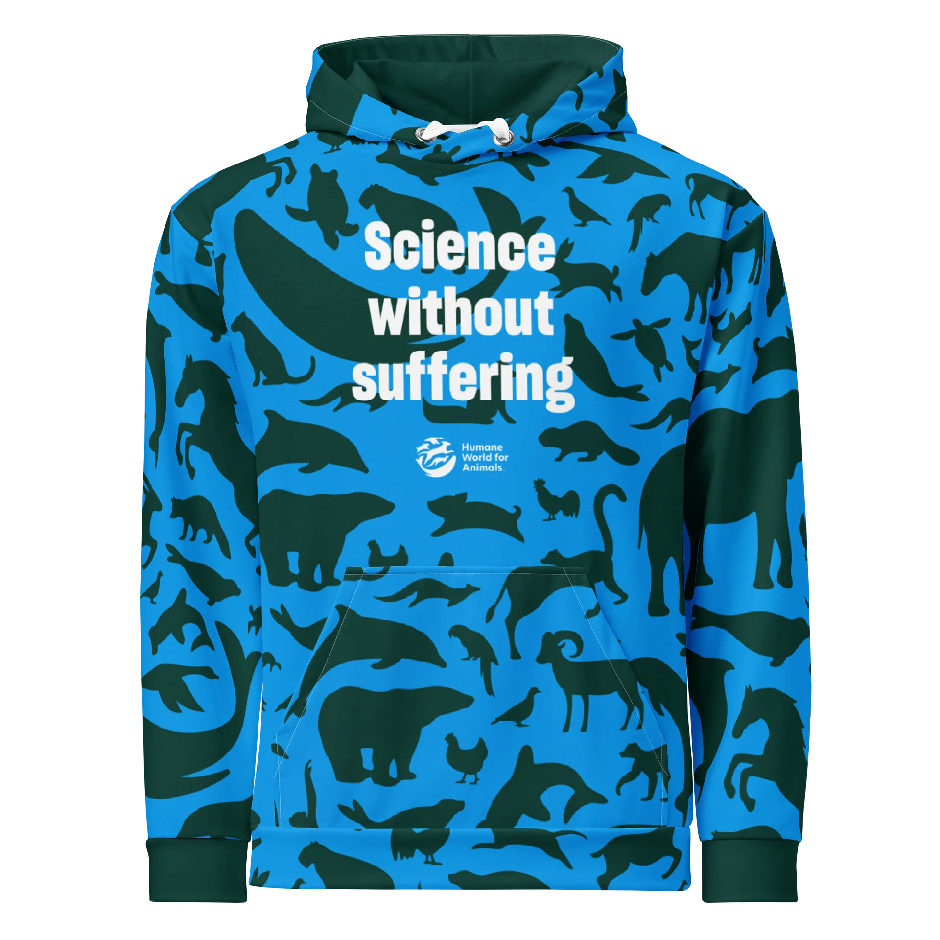 Science without suffering Hoodie - Green on blue product image (1)