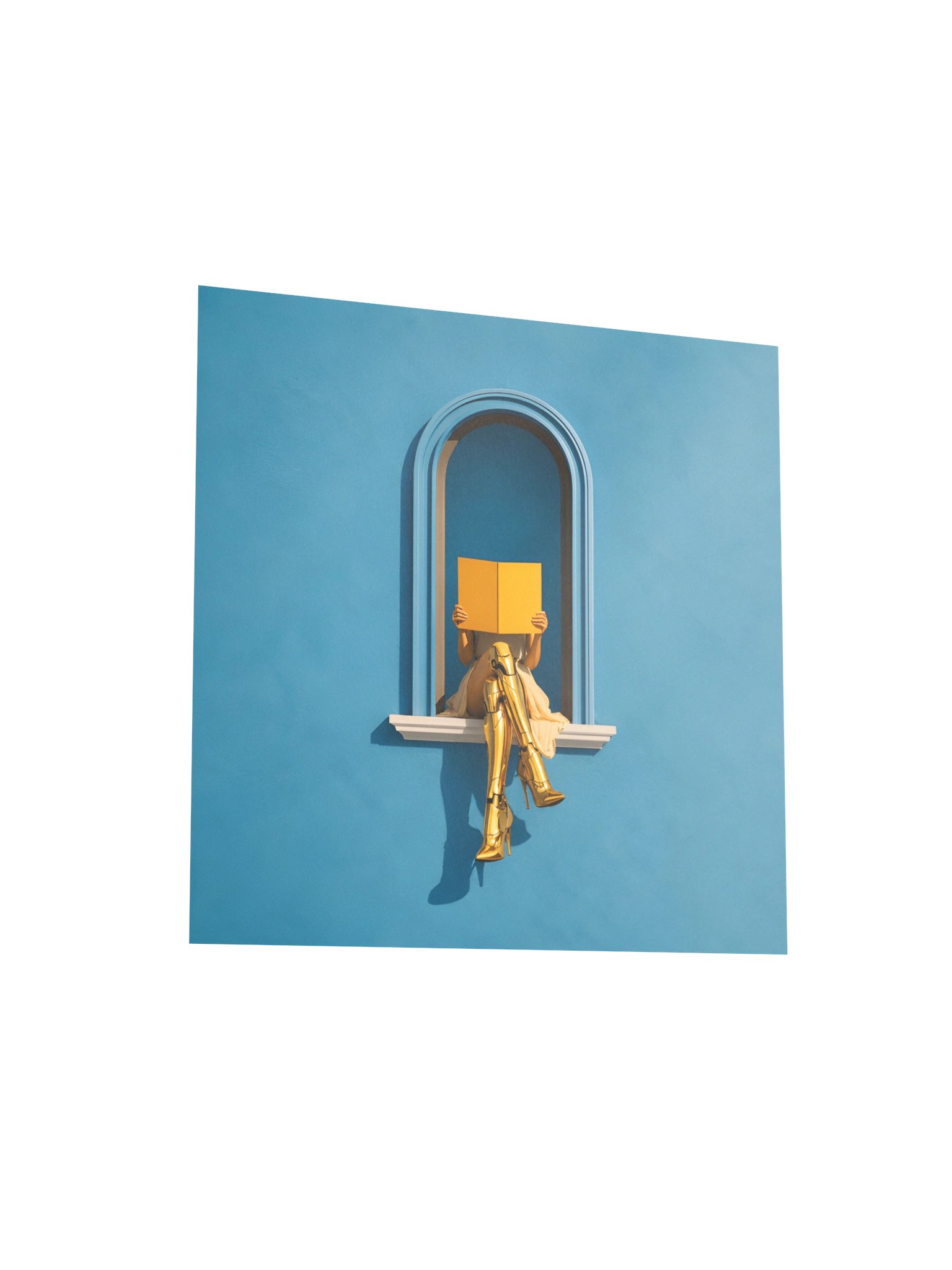 Golden Boots & Yellow Book | Minimalist Surreal Wall Art product image (4)