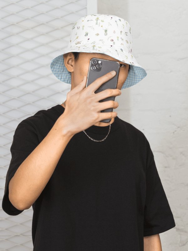 COTTAGE FLOWERS WHITE GINGHAM Reversible Bucket Hat - Wendehut fürs Festival product image (2)