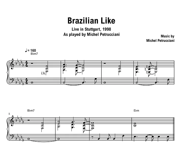 Michel Petrucciani - Brazilian Like (Stuttgart) - Sheet music (PDF) product image (1)