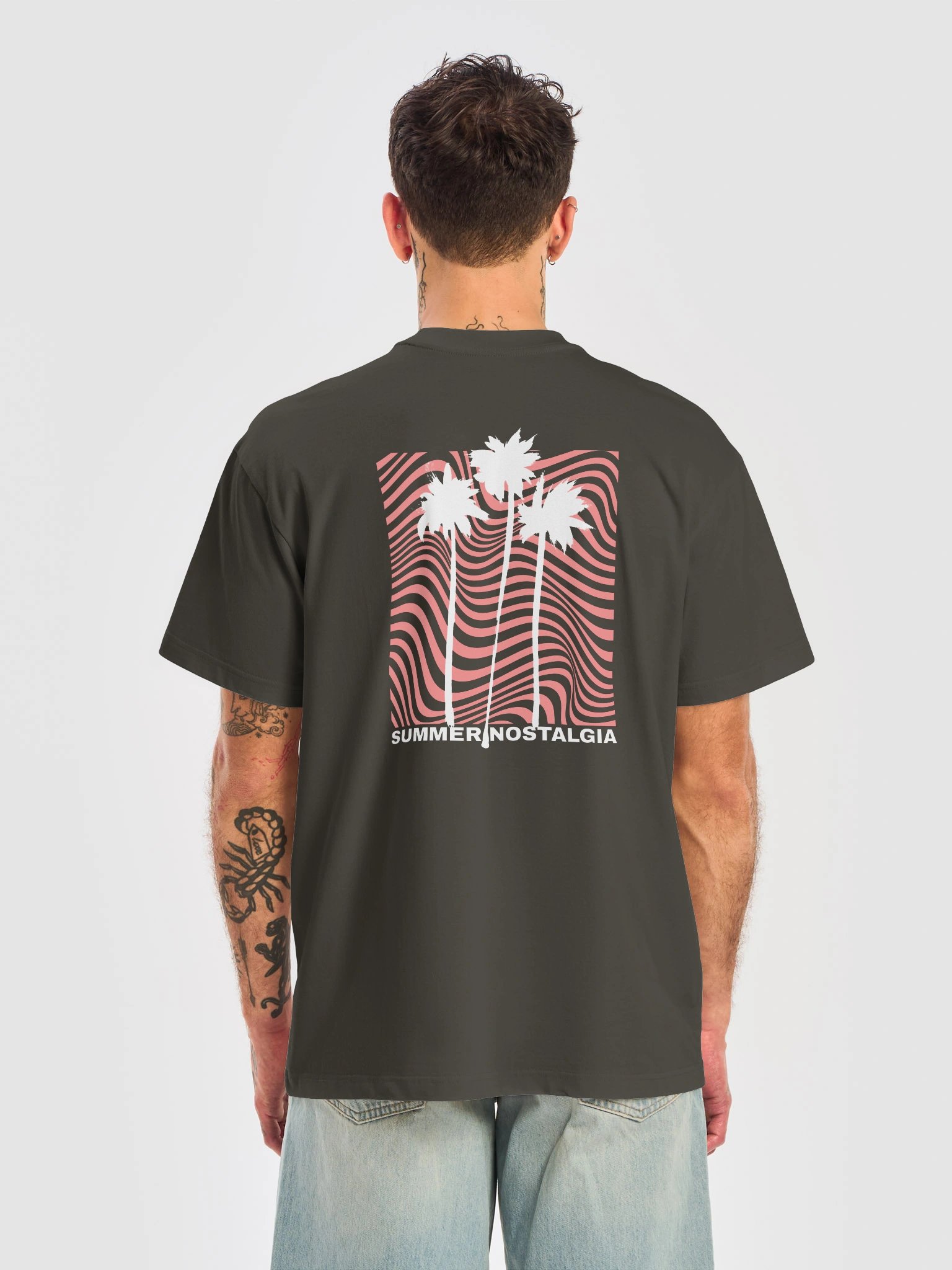 Palm Tree Wavy Oversized Tee Vintage Black / Black / Navy Blazer product image (14)