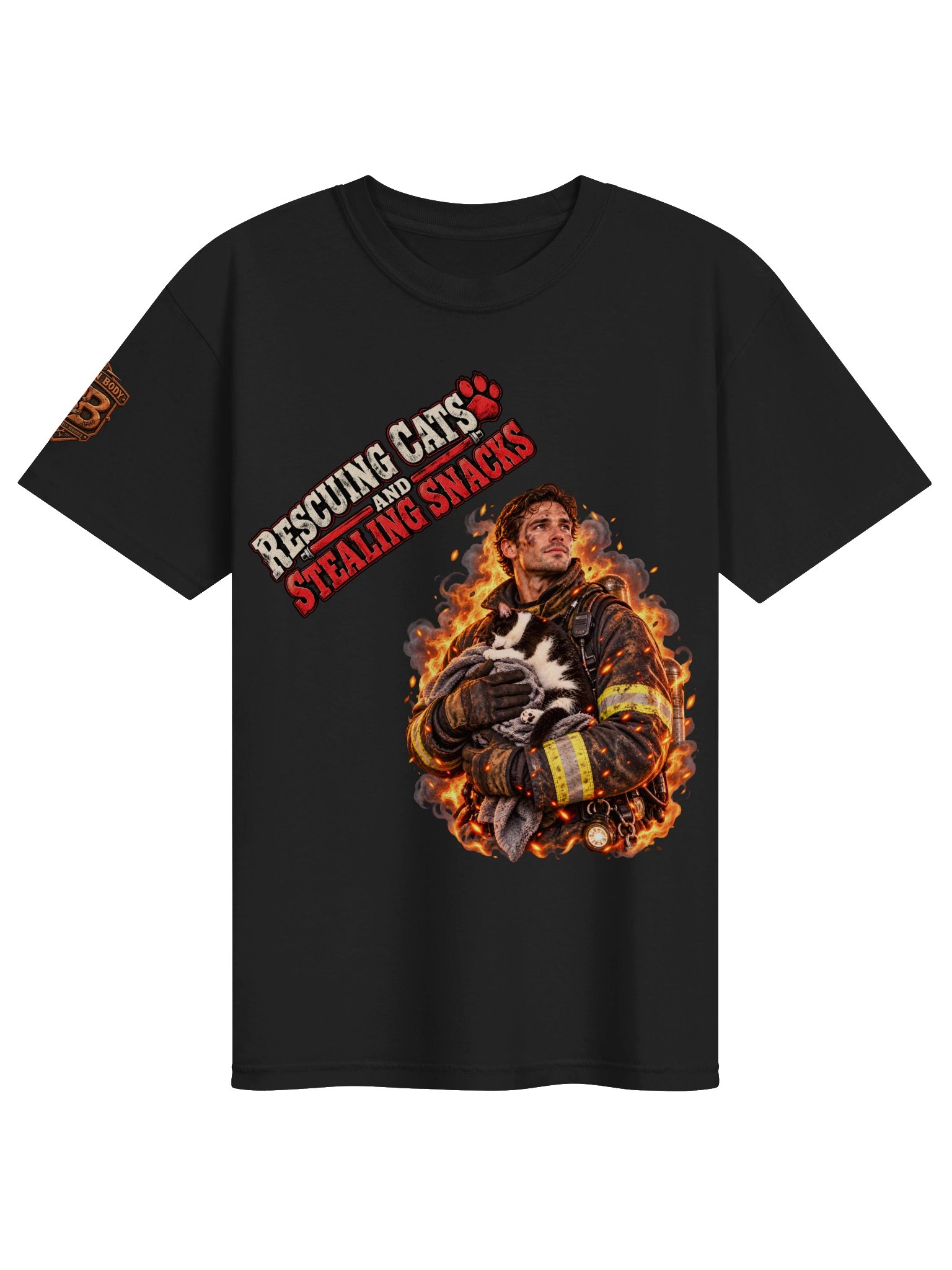 Funny Firefighter Shirt — Rescuing Cats & Stealing Snacks | Flat Out Broken™ product image (2)